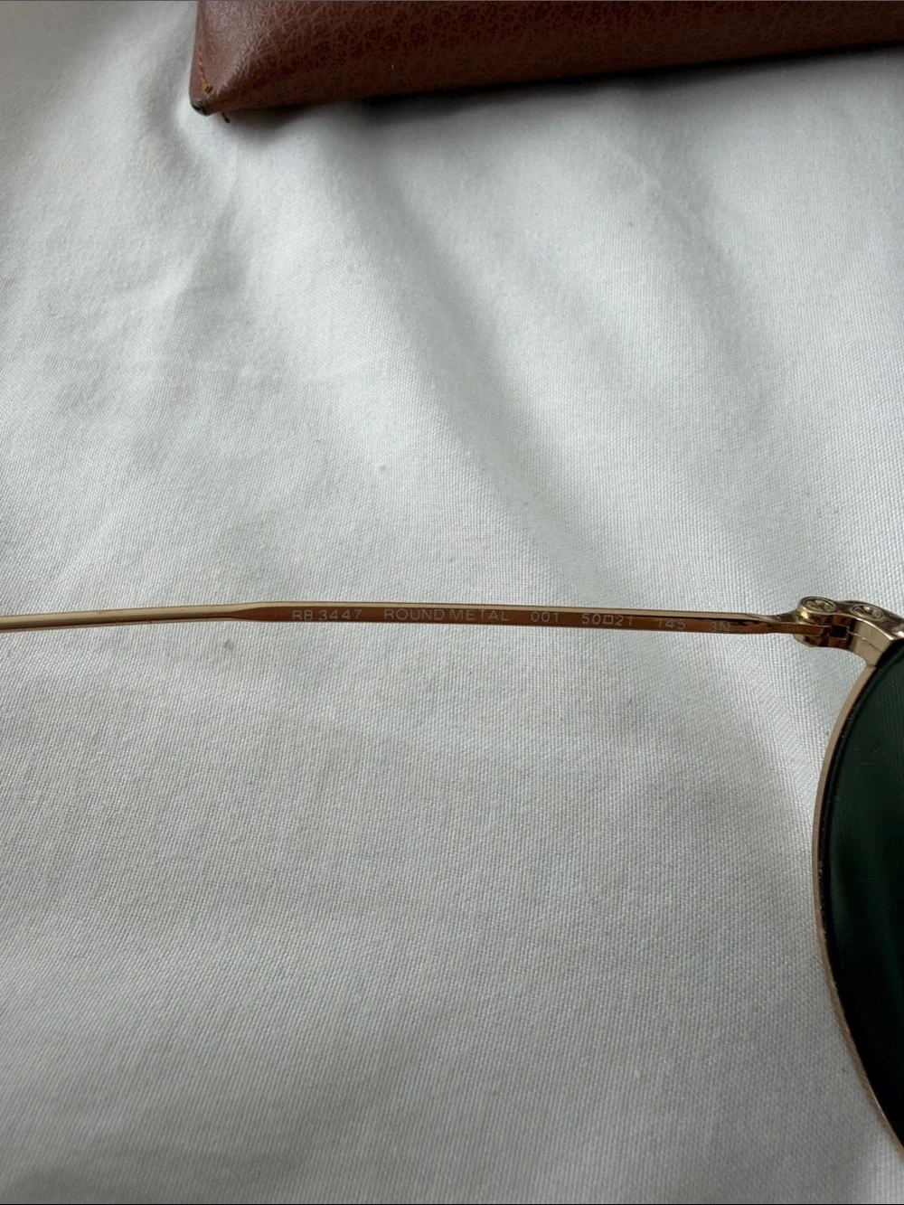 Ray-Ban Gold Frame Sunglasses with Dark Green Lenses